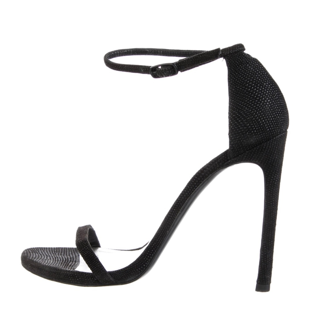 Stuart Weitzman black caviar nudist heel 38.5